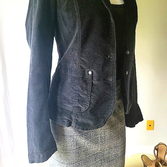 Nevada Petite Suede Rhinestone Button Jacket Size S - Picture 2 of 12